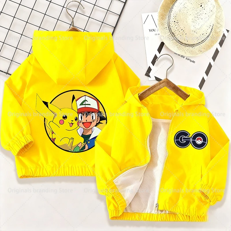

Children Waterproof Jacket Boy Girl Cartoon Anime Pokemoned Figure Windbreaker Top Trendy Clothing Coat Kid Clothes Xmas Gift