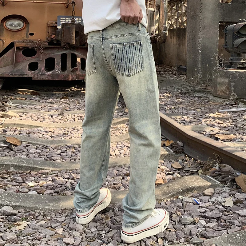 

Summer Men's Premium American Vintage Lyocell Denim Jeans - Loose Straight Wide-Leg Streetwear Pants Plus Size 40 Lightweight