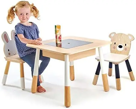 Leaf Toys - Forest Table and Chairs - Adorable Kids Size Art Play Game Table and Chairs - Made with Premium M