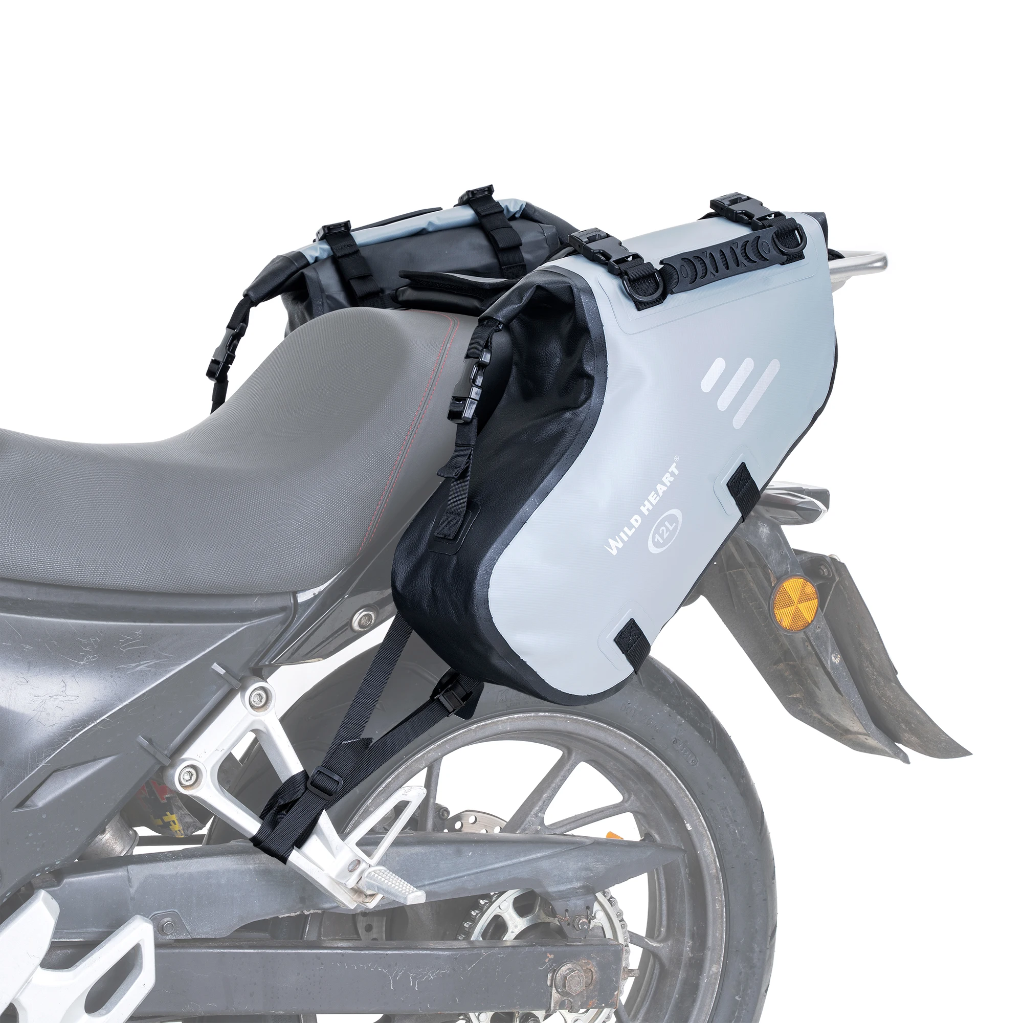 

WILD HEART Waterproof Motorcycle Saddle Bags 24L Rear Seat Side Bags Luggage for Motorbike Rear Rack Riding Shockproof Durable