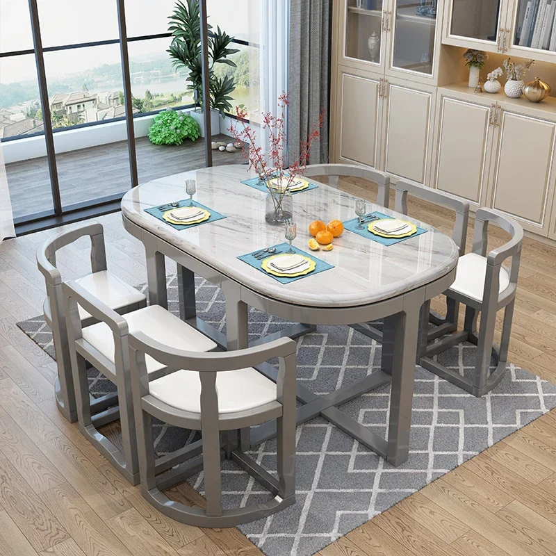 Marble Italian Dining Table Floor Salon Waterproof Heat Resistance Dining Table Luxury Modern Yemek Odasi Setleri Decorations