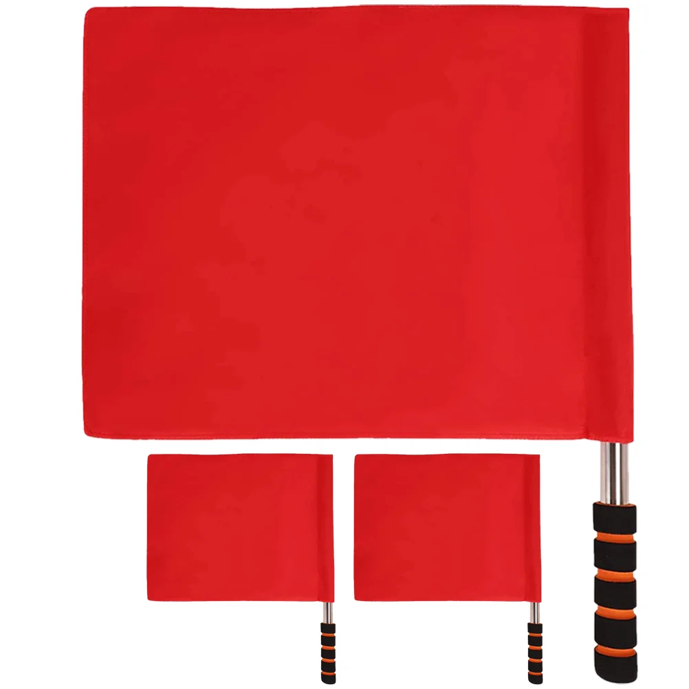 

3 Pcs Referee Flag Red Flags Signal Handheld Racing Fan Cheering Banner Traffic Cloth Waving Athletic Competition Game