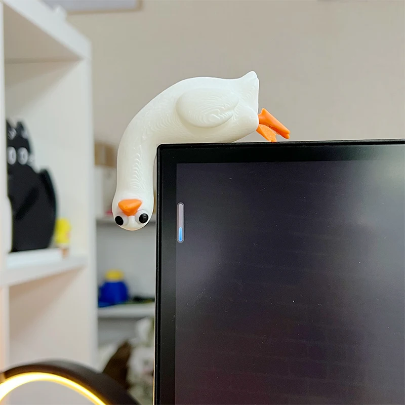 Niedliche Katzen- und Gänse-Dekofigur Mini-Katzenfigur Schreibtisch-Deko Süßes Tier-Ornament für Computerbildschirm Büro- und Heimdekoration – Detail 8
