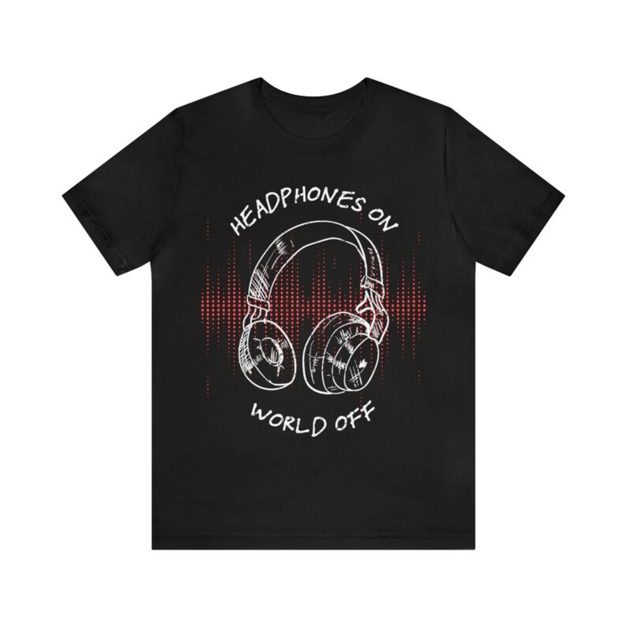 Unisex Sketch Headphone Sound Wave Graphic T Shirt Casual Crew Neck Short Sleeve Music Lover Tees Streetwear Daily Tops