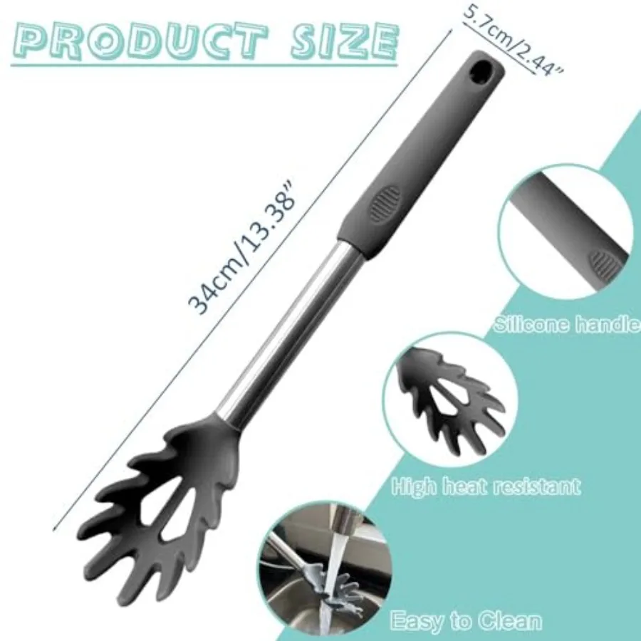Hitzebeständige Silikon-Nudelgabel, Küchenwerkzeug zum Servieren von Nudeln und Spaghetti, BPA-freies Sieb-Design, langlebig und sicher