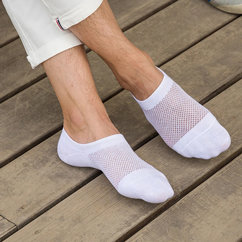 1 Pair Men\'s Fashion Happy Summer Autumn Non-slip Invisible Cotton Socks Male Ankle Sock Slippers Breathable Socks