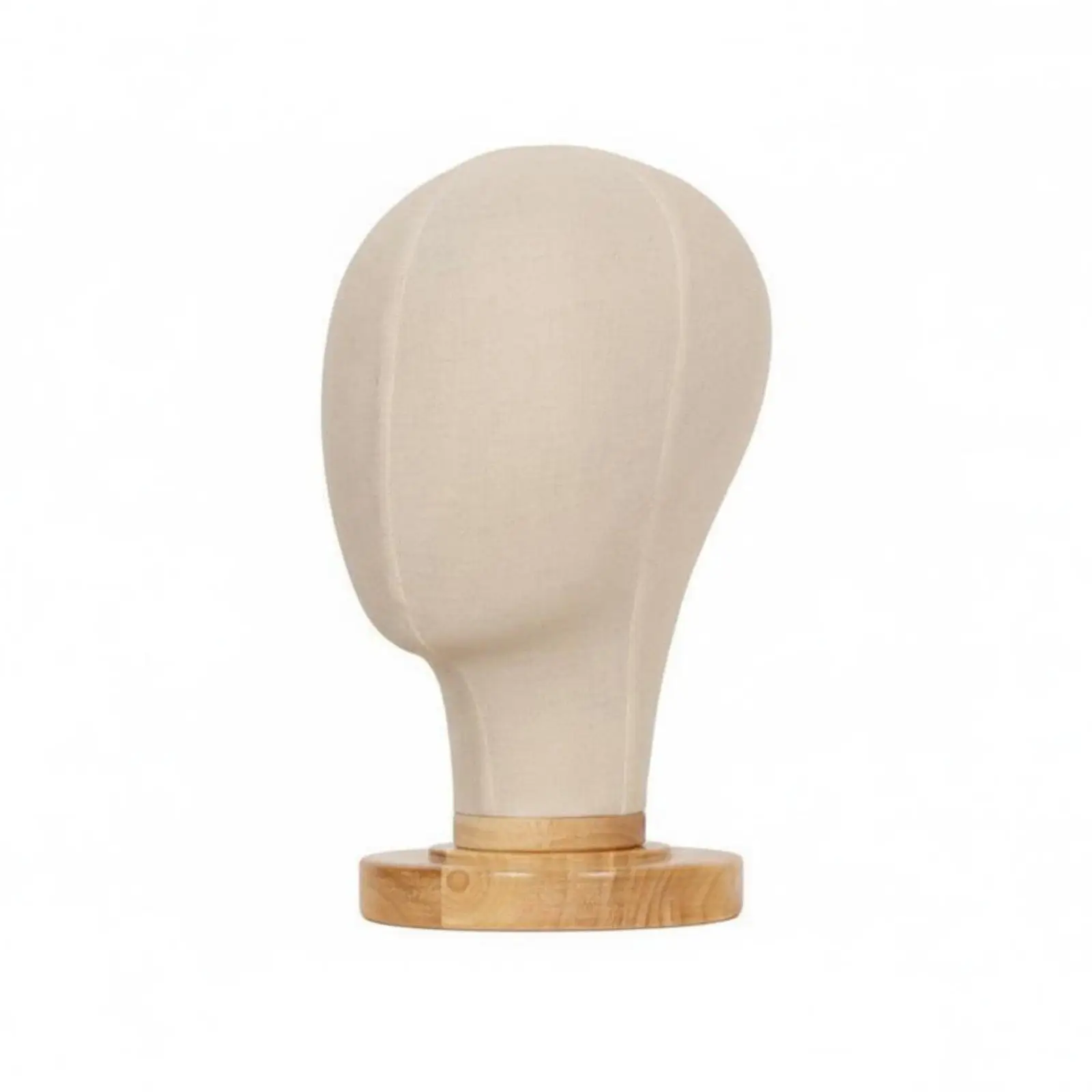 Textile Mannequin Head with Wooden Base Linen Covered Hat Display Stand Professional Look Hairpiece Display Head for Retailers,