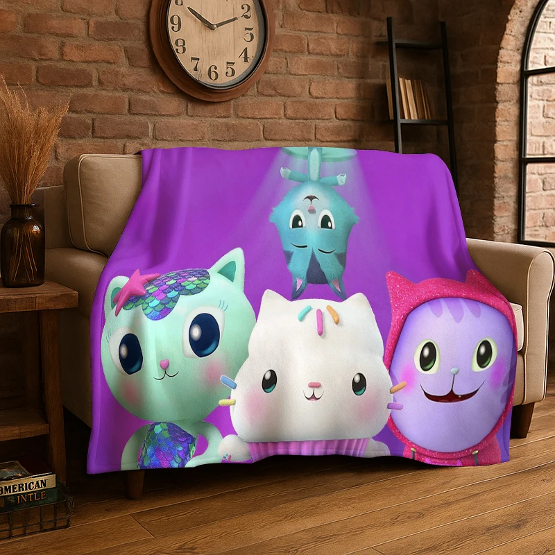 Cute G-Gabbys Dollhouse Cartoon Girl Flannel Throw Blanket,Warm Cozy Blanket for Bed,Sofa,Couch,Bedroom,Living Room,Office,Gift