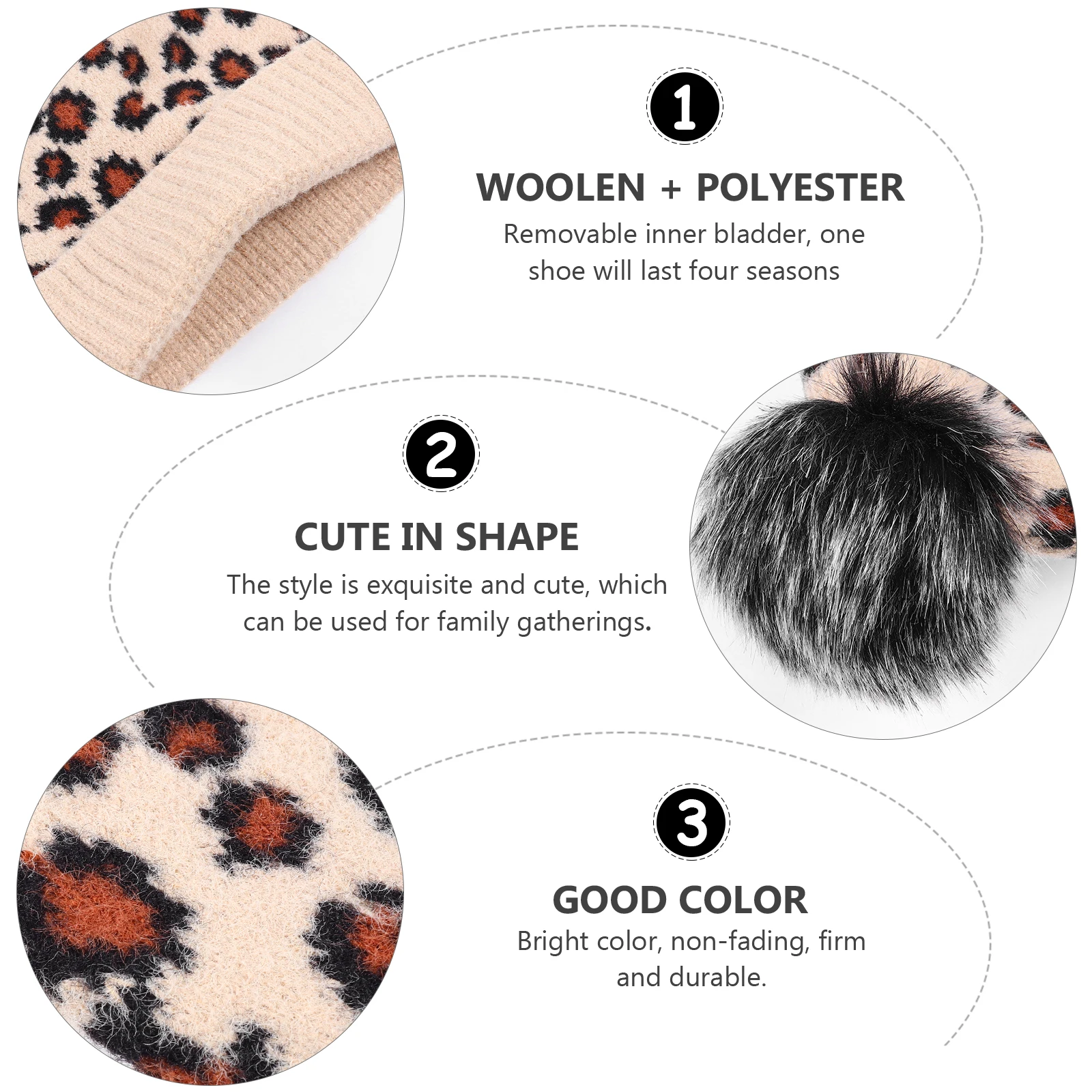 

Warm Knitted Hat Leopard Women's Hats & Caps Christmas Woolen Yarn Beanie Toddler