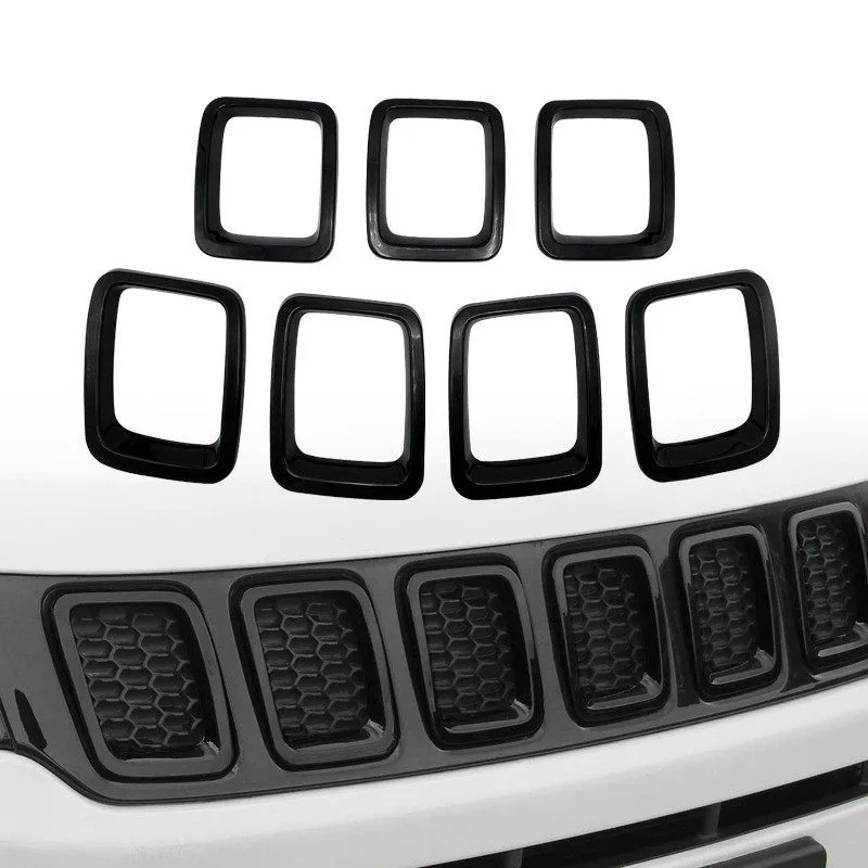 Car Modified Front Mesh Grille Bright Ring Insect Proof Net Decorative Accessories For 2017-2020 Compass