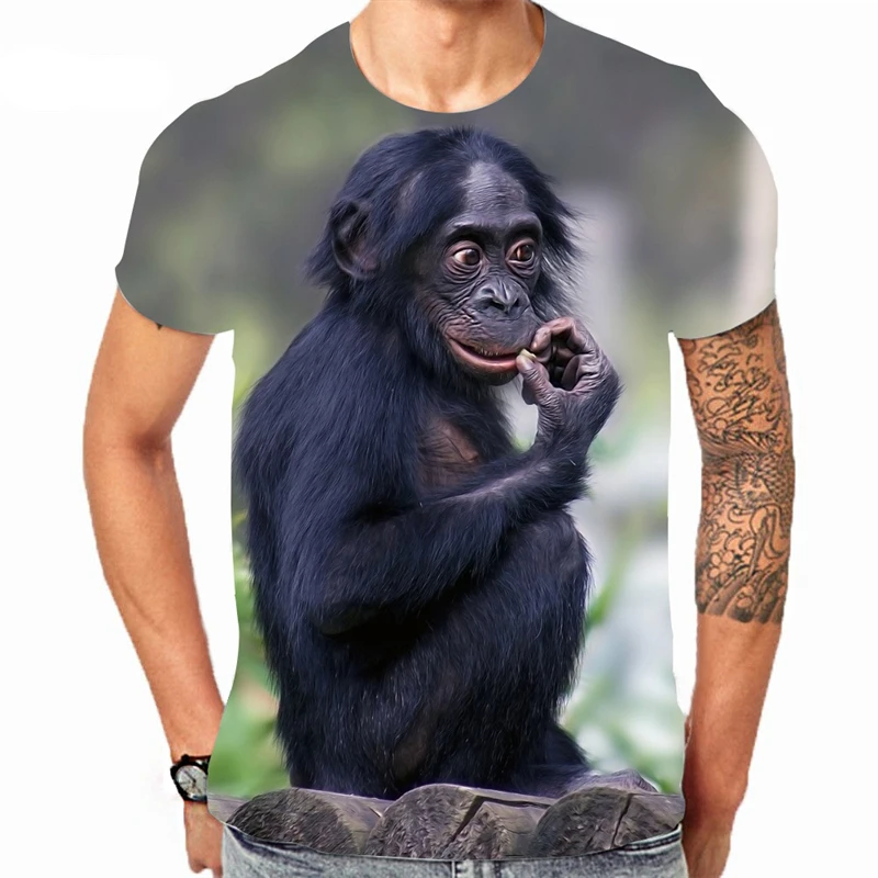 Men\'s Fashion Gorilla Monkey 3D Printed T-shirt Summer Casual T-shirt XXS-6XL