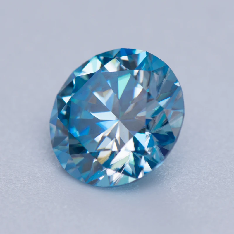 Moissanite Stone Round Cut Aquamarine Color VVS1 for DIY Jewelry Making Main Materials Passed Diamond Tester Certificate