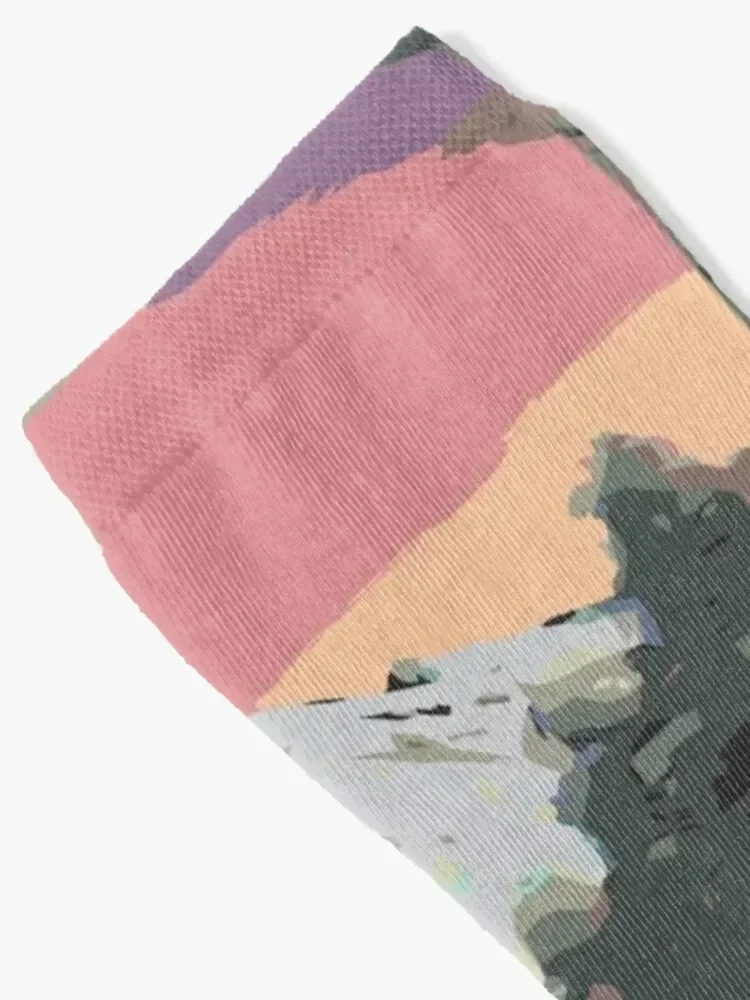 جوارب Happy Little Mountain Drawing With Digital Effects Socks كروسفيت لضغط الثلج للرجال والنساء