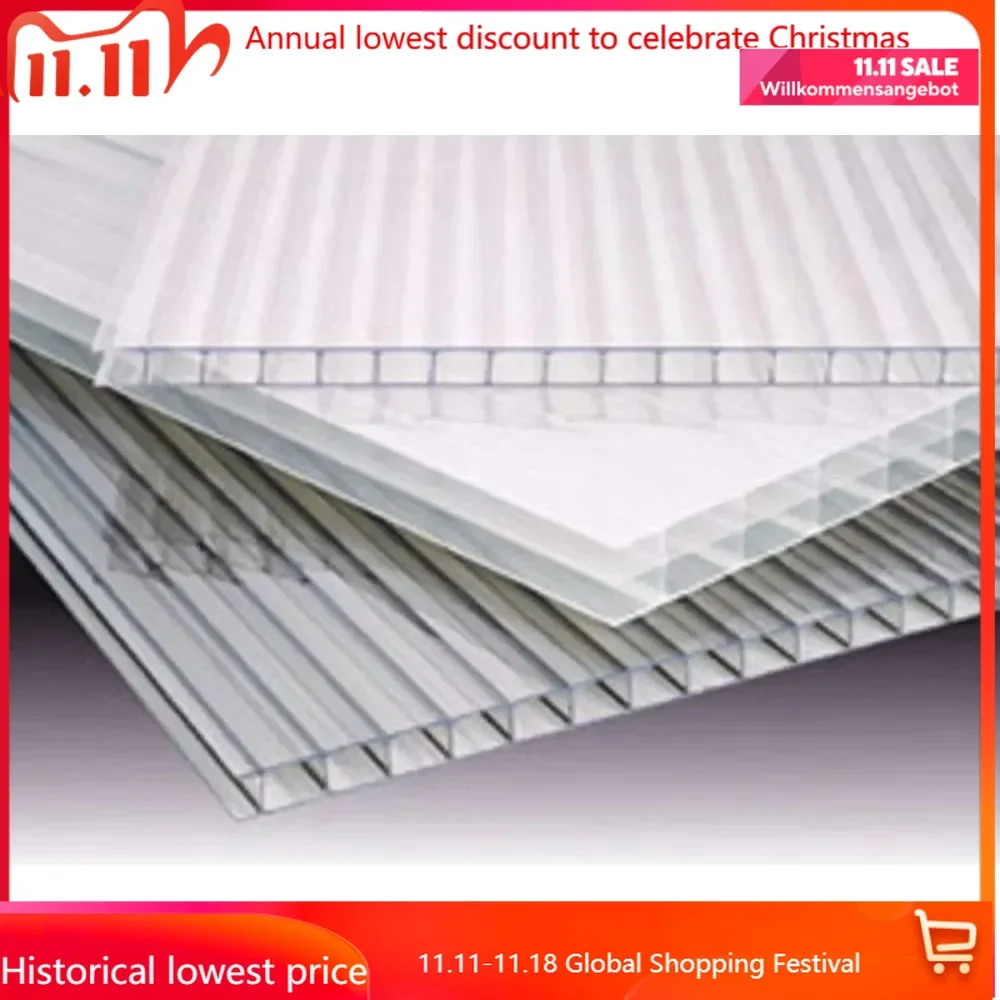 (PACK of 10 SHEETS) 24'' x 72'' x 8 mm POLYCARBONATE TWIN WALL CLEAR SHEETS/Cold-Flexible, Strong Impact