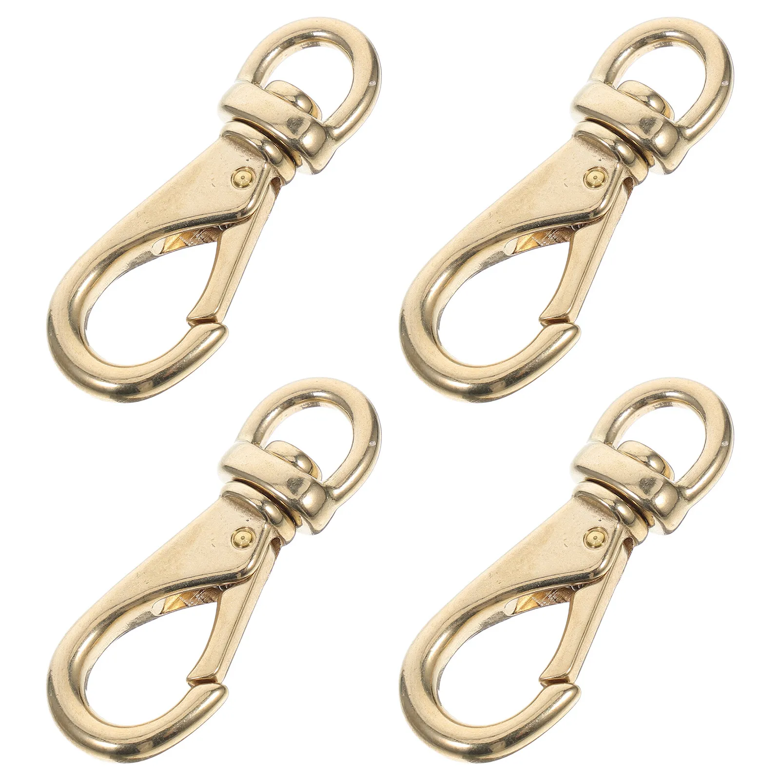 

4Pcs Robust Brass Swivel Hooks Flexible Rotation Round Tail Snap Hook Clasp for Dog Gear Keychains Macrame Strap Chains Purse