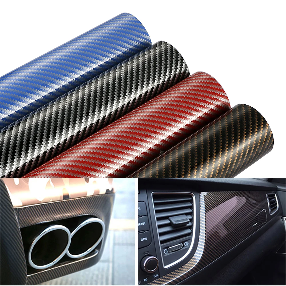 2D High Glossy Carbon Fiber Vinyl Wrap Film 10/30*100cm Automobiles Car Motorcycle DIY Decorative Sticker Wrapping Covering Film