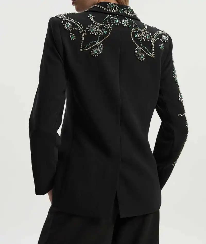 Luxe Kristallen Moeder Van De Bruid Pakken 2-delige Diepe V-hals Broek Sets Kantoor Dames Werk Aangepaste outfits