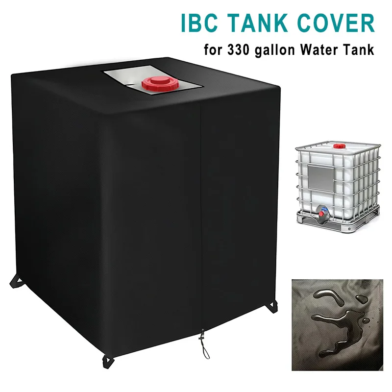 Cubierta para Tanque de Agua IBC de 330 Galones, Cubierta Protectora Impermeable para Tanque IBC, Compatible con Tanque de Agua de Jardín de 1000L