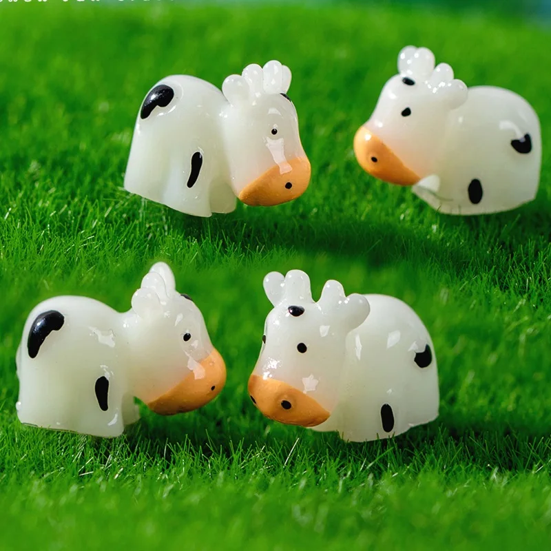 10/20Pcs Glowing Mini Cows DIY Fairy Garden Accessories Miniature Luminous Cows Moss Micro Landscape Desktop Home Decorations