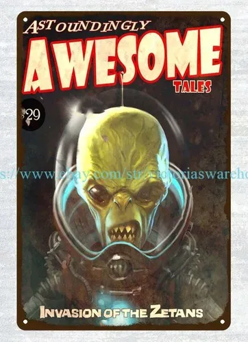 discount wall art plaque Invasion of the Zetans metal tin sign