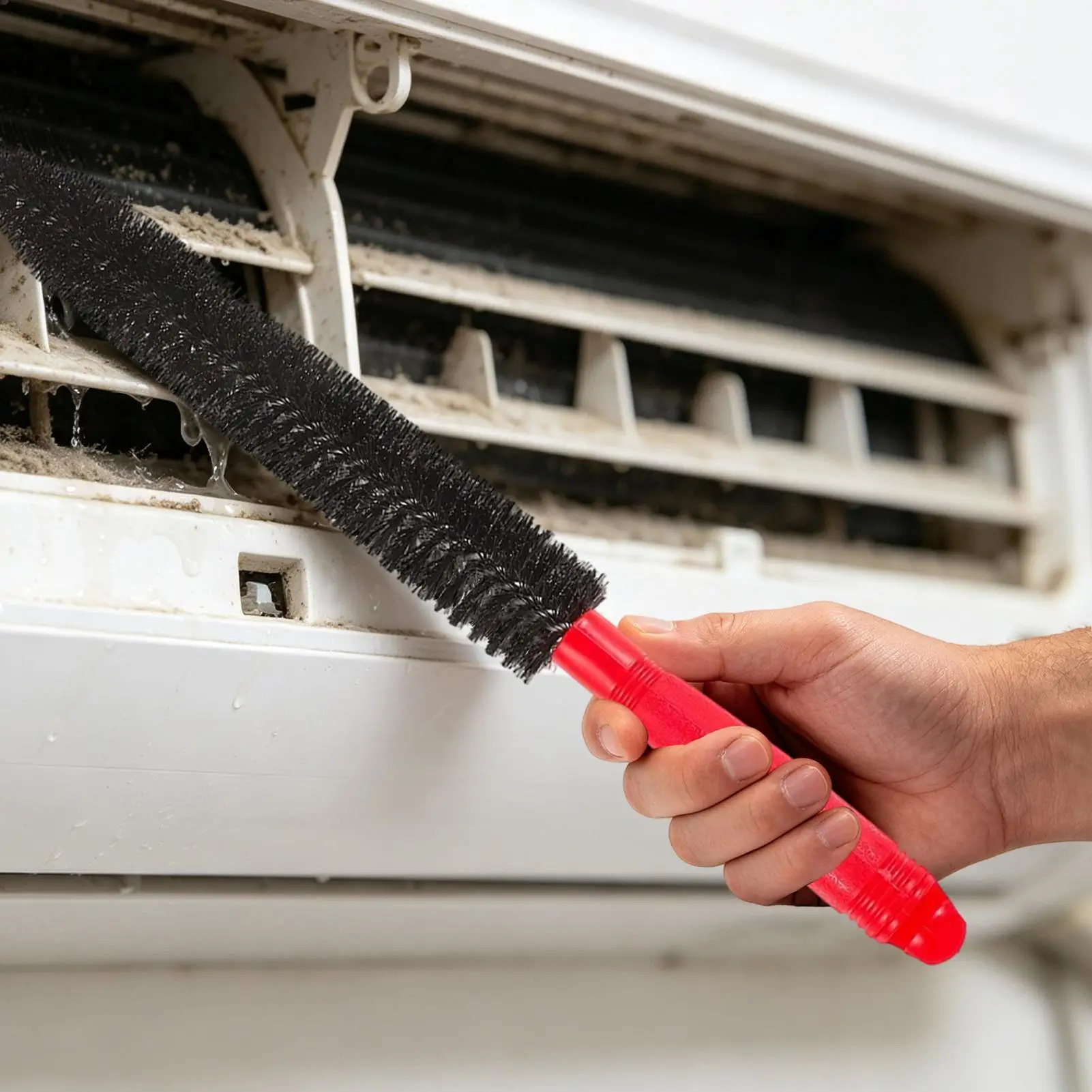 Engine Cleaning Brushes 68cm Automotive Air Conditioning Scrubber Carbon Dirt Cleaning Brush for Radiator Air Vents Cylinder