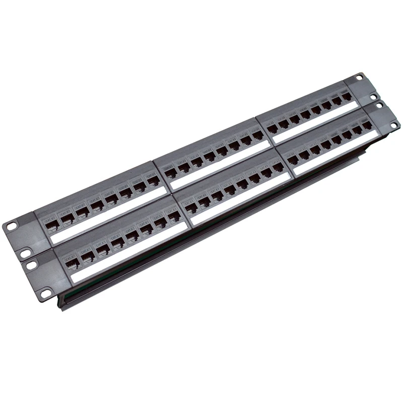 

19Inch 1U Cabinet Rack Pass-Through 24 Port CAT6 Patch Panel RJ45 contact port(RJ45 contact port) Modular Frame