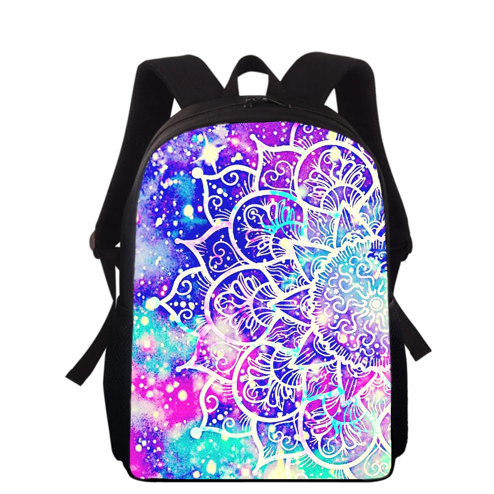 Детский рюкзак с рисунком мандалы и цветов, 15 дюймов