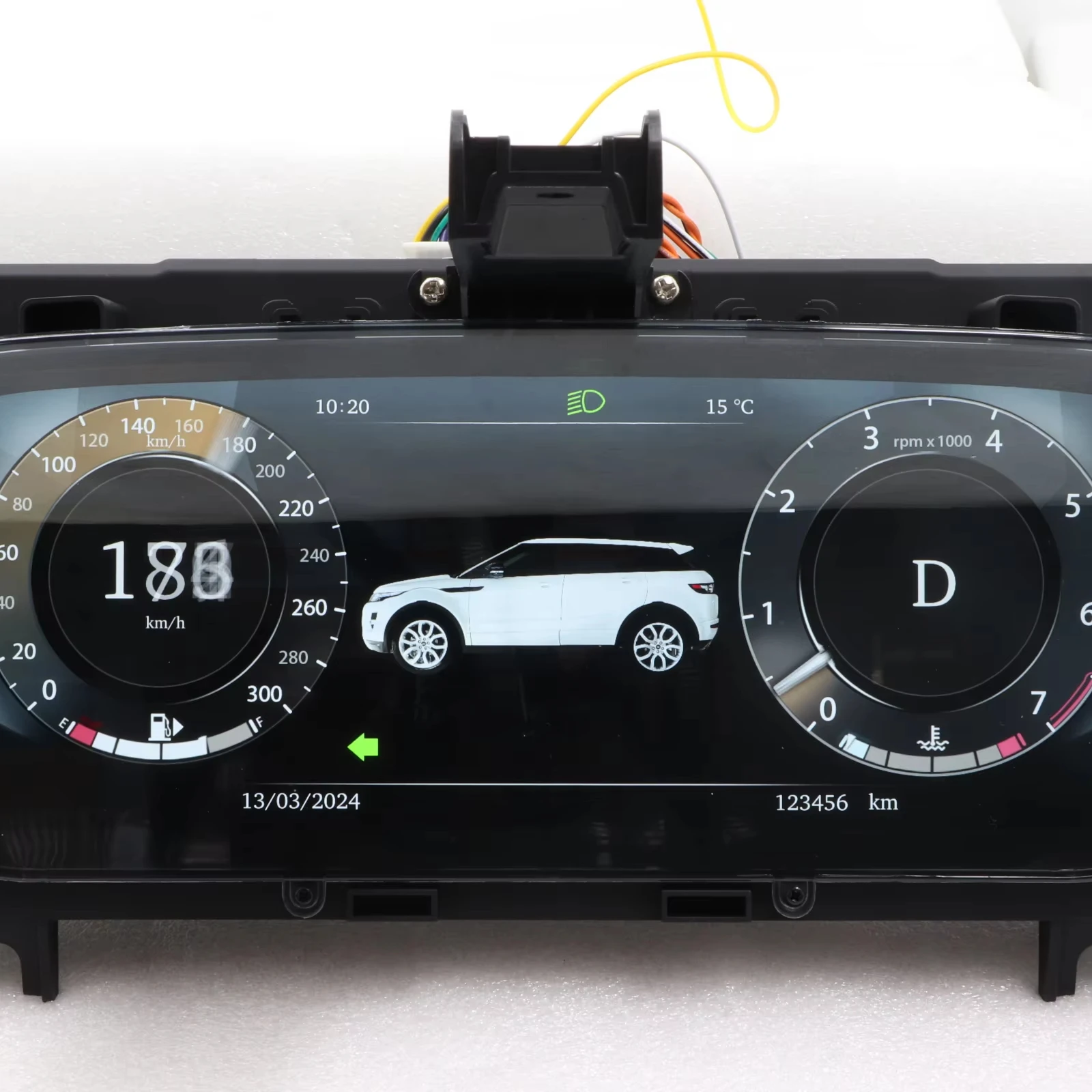 12.3 Inch LCD Digital Instrument Cluster for La nd Rover Evoque 1920*1280 Dashboard Screen with Built-in GPS and Stereo Function