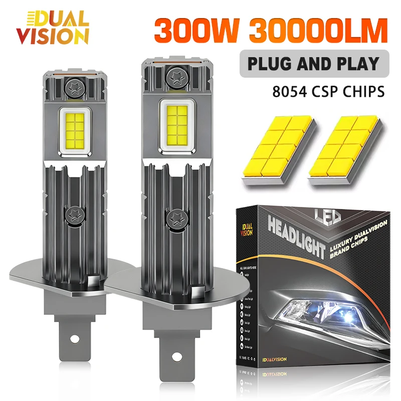 

H1 H3 LED Car Headlight Bulbs 300W Mini Canbus Led for Car Headlamp Fanless Light Auto Diode Fog Lamps 6500K White Automobile