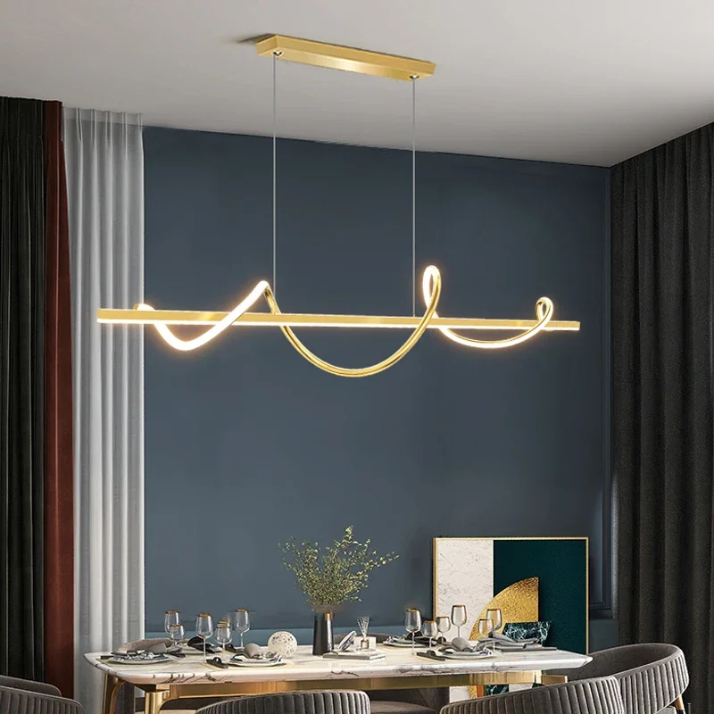 Alumínio Longo Girar LED Pendant Lamp, Minimalismo moderno, Sala de jantar, Cozinha, Mesa de café, Home Decor, Iluminação, Luminária Luzes