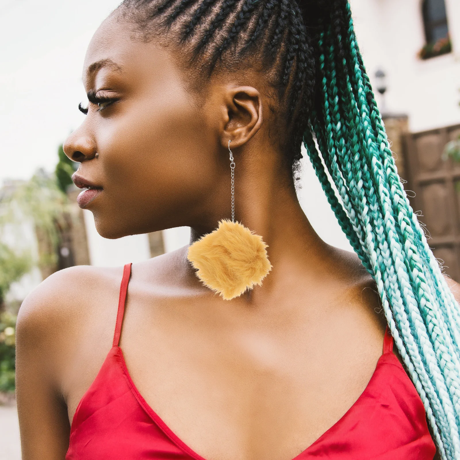 

12pcs 6 Pairs Colorful Pom Pom Dangle Earrings For Women Soft Faux Ball Long Chain Drop Earrings Set Lightweight Winter