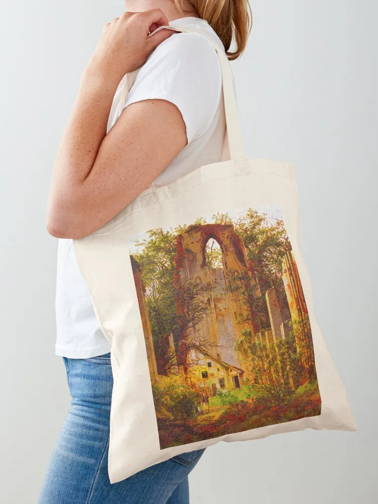 

HD Caspar David Friedrich - Klosterruine Eldena Tote Bag Canvas shoulder bag Woman shopper bag Fabric Gift
