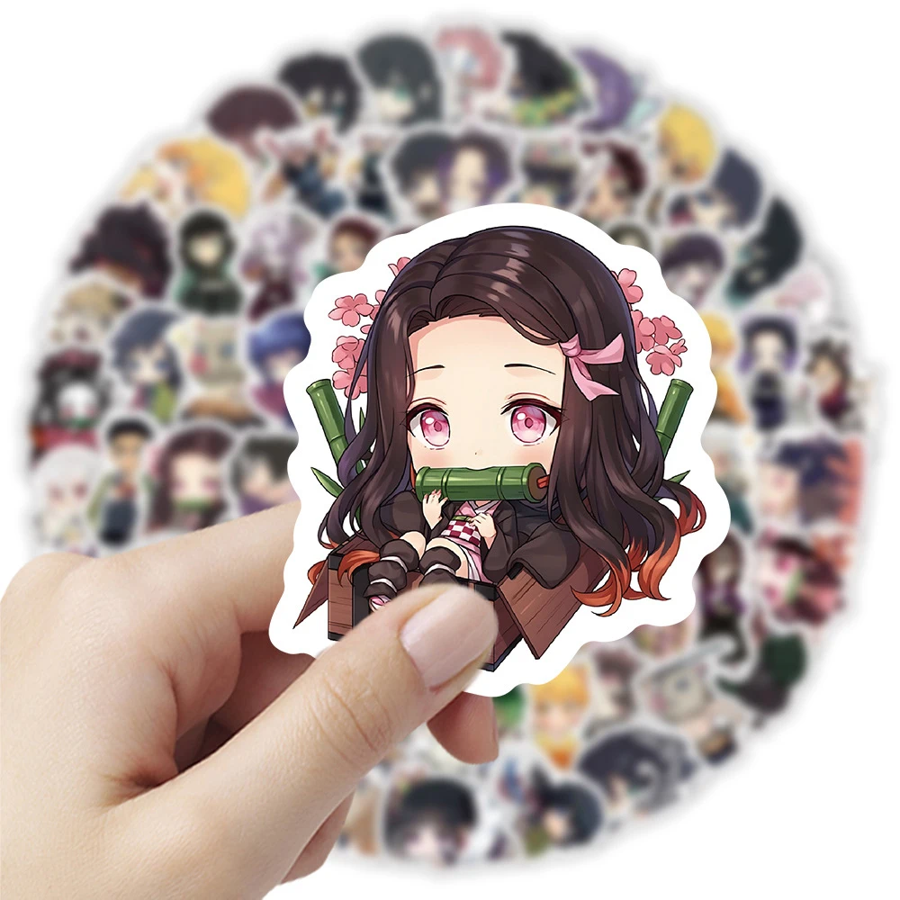 10/30/60/120pcs Demon Slayer Anime Q version Stickers Cute Cartoon Kamado Nezuko Sticker Suitcase Phone Diary Kid DIY Decals Toy