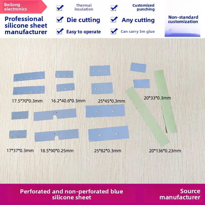 

Blue Silicone Sheet High Thermal Conductive Insulation Pad for Power Supply Customizable