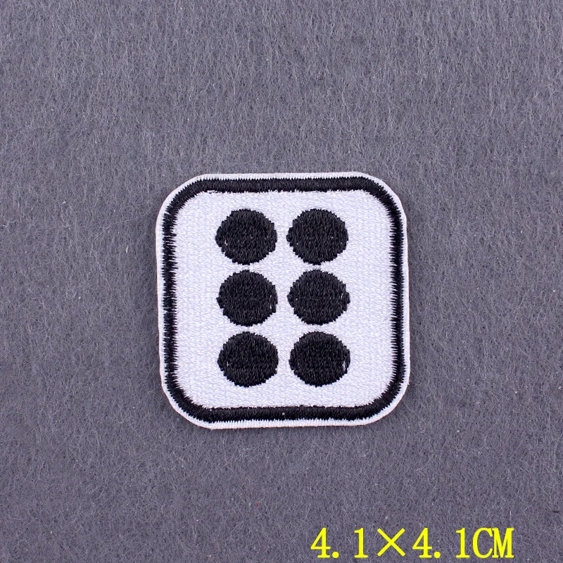 Embroidered Patch Black and white Iron On Patches For Clothing DIY Dice Badges On Backpack Punk Hook Loop Patches On Clothes