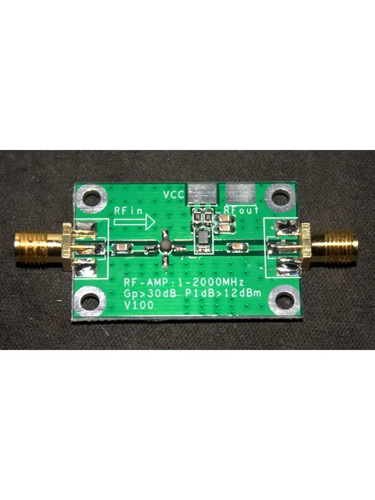 Output power: P1db 13dBm  RF high-frequency broadband signal amplifier low noise LNA (1-2000MHz gain 30dB，circuit board