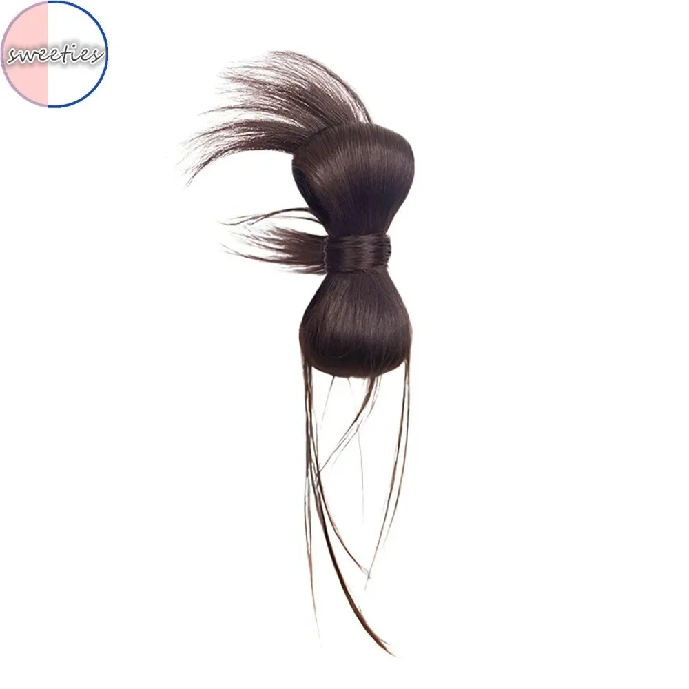 Synthetischer Perückenclip mit Schleife, Duttkopf, einteilig, niedrige Krawatte, Drachenbart, Klammerkopf, natürliche, flauschige Locken, Entenschnabel-Clip, Perückentasche