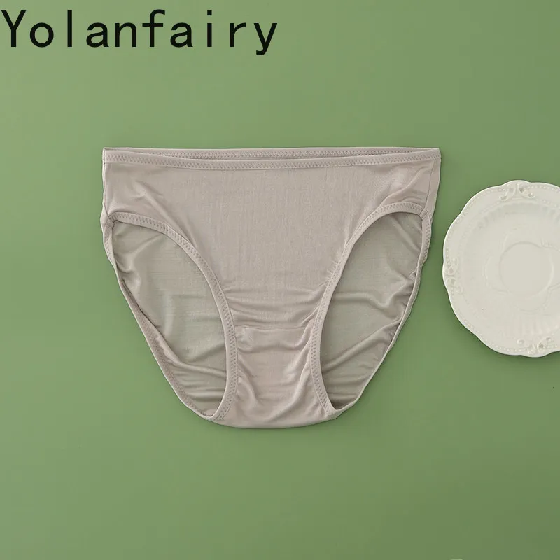 YOLANFAIRY 42 Needle Stitch 100% Mulberry Silk Panties for Woman Underwear Low Rise Seamless Breathable Briefs Thin Panty Summer