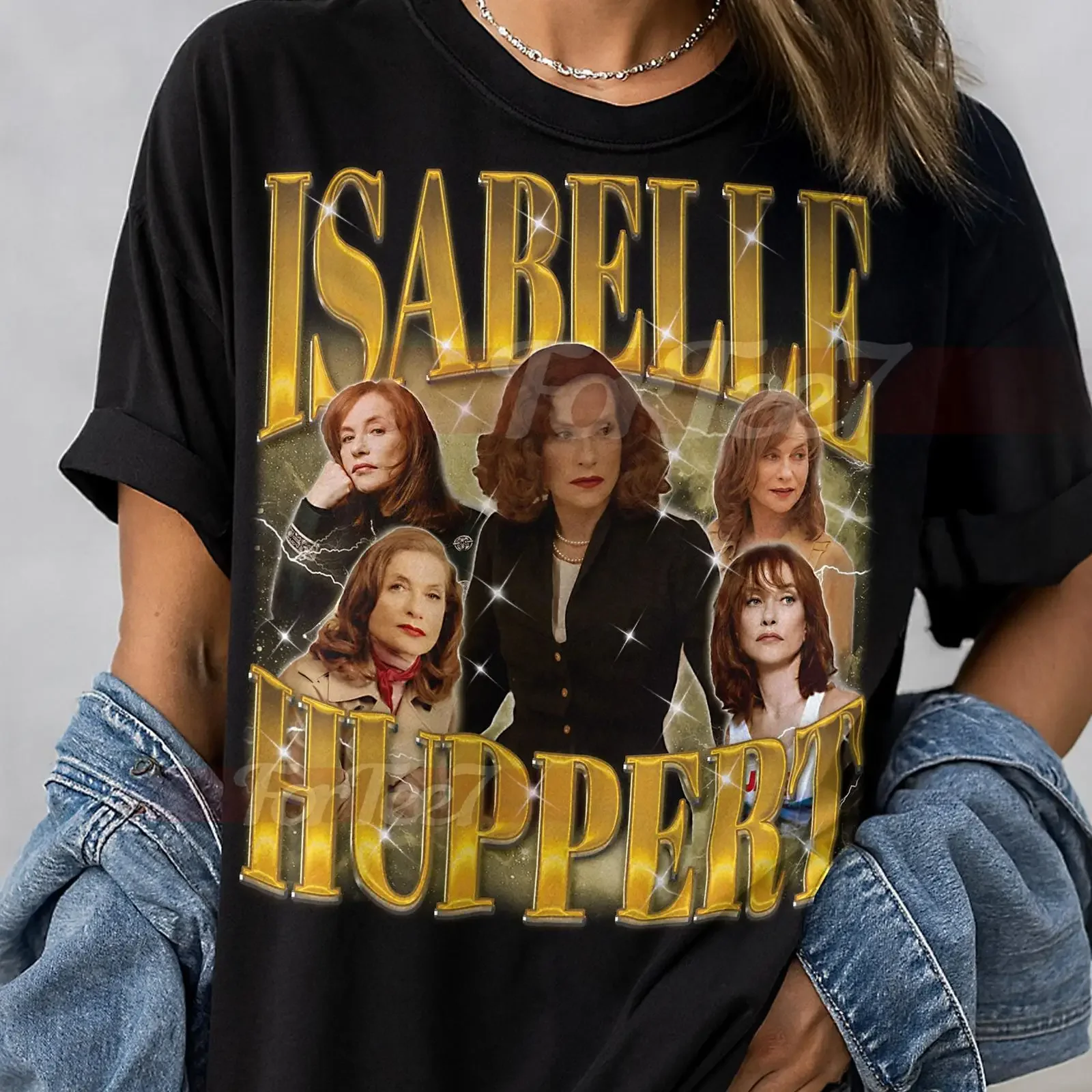 Vintage 90s Bootleg Isabelle Huppert Retro T shirt Casual French Actress Fans  vintage Washed streetwear Top For Everyday Wear