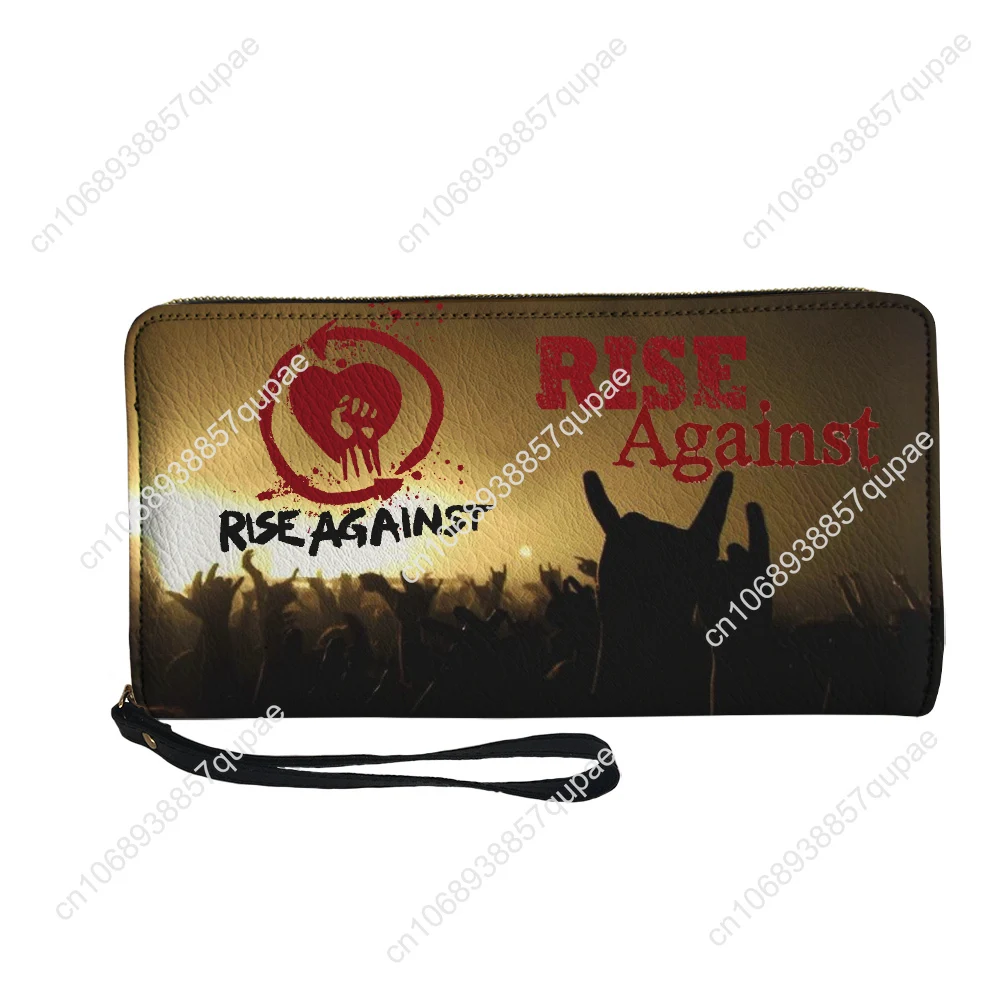 Rise Against Rock band Custom Wallet Purse Mens Womens Teenagers Zipper Long Wallets Double Print  Portable Wallet Gift Bag