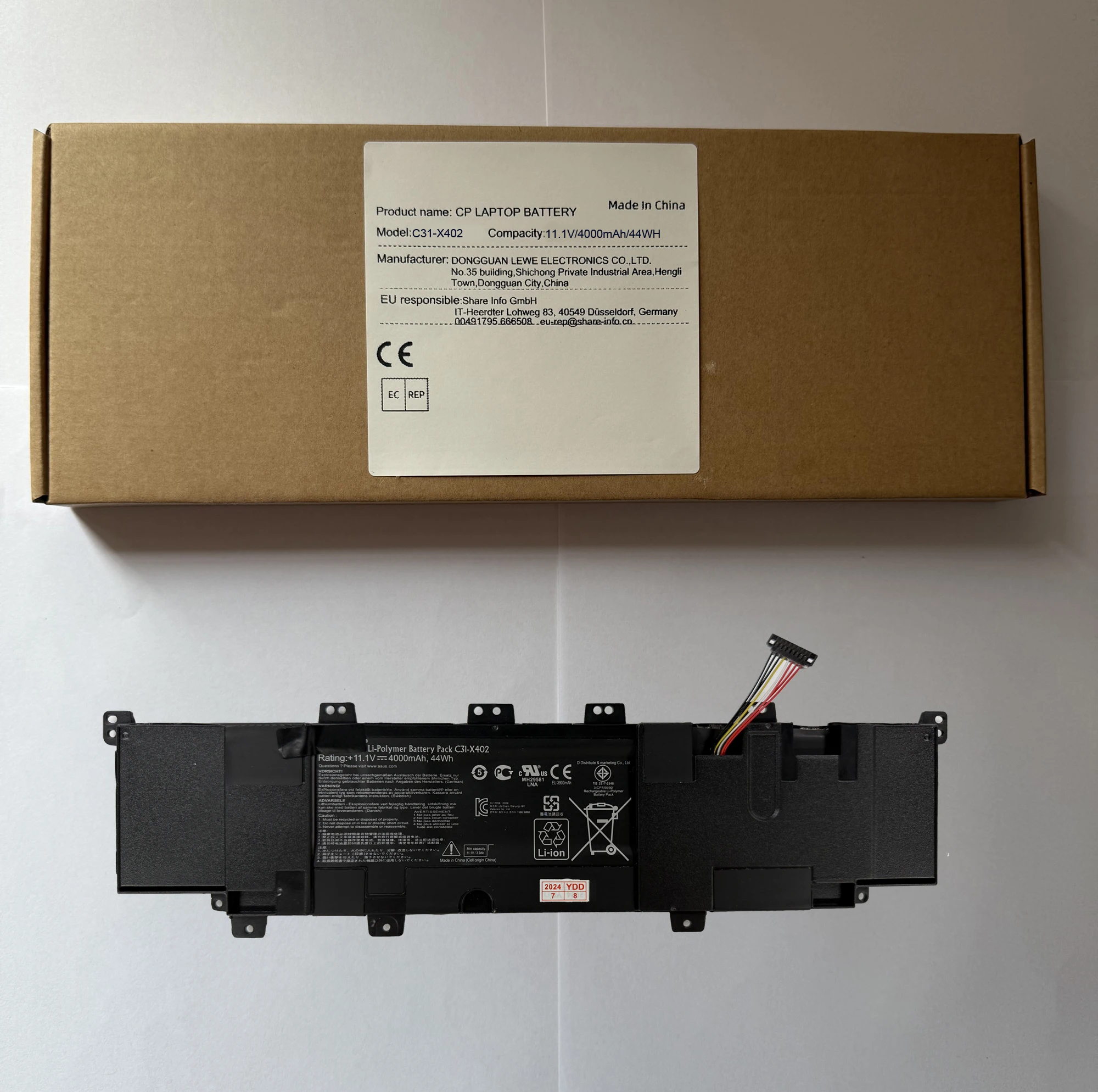 CP Laptop Battery C31-X402 11.1V/4000mAh/44WH For VivoBook S300 S400 S300C S300CA S300E S400C S400CA S400E - view 5