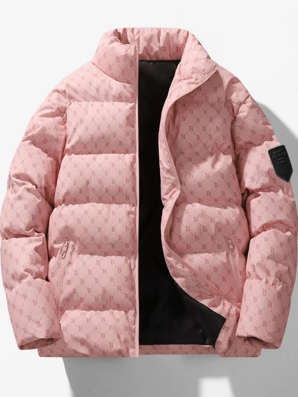 

Men's Casual B-Sle Thiened Cotton Jaet Winter Faion Brand Stand Collar Long Sve Warm Outerwear Polyester Fiber