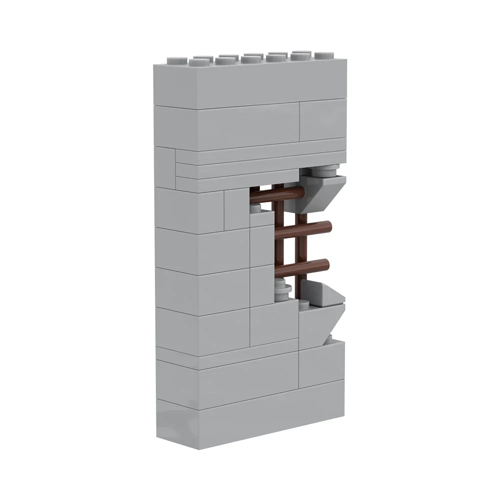 MOC Modello da parete rotta Blocchi di costruzione Muro di città Casa Cortile Design creativo fai da te Muro di mattoni Architettura di mattoni Giocattolo regalo