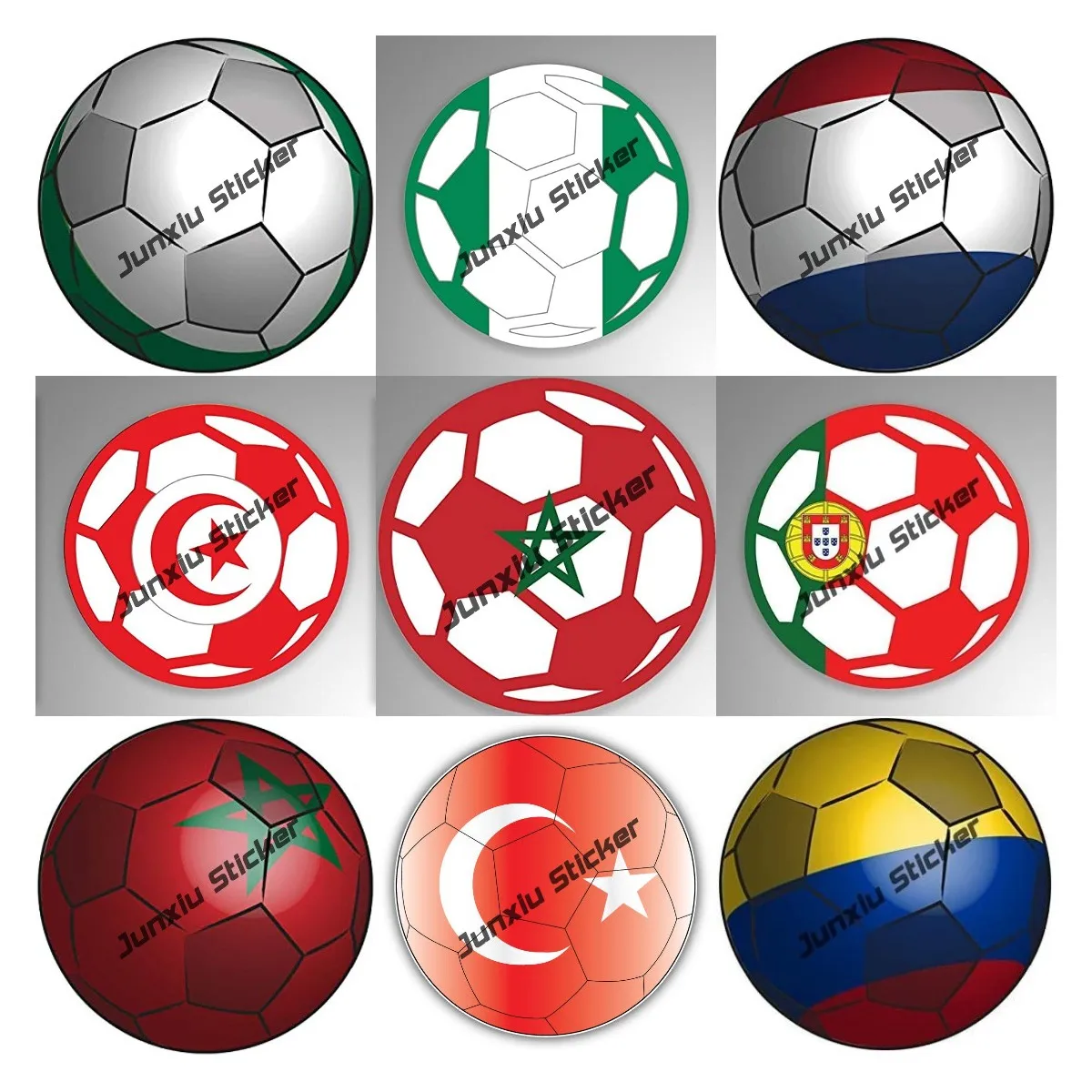 

Morocco Soccer Ball Flag Vinyl Decal Colombia Iceland Hungary Portugal Flag Football Stickers for Car Window Bumper Accessories