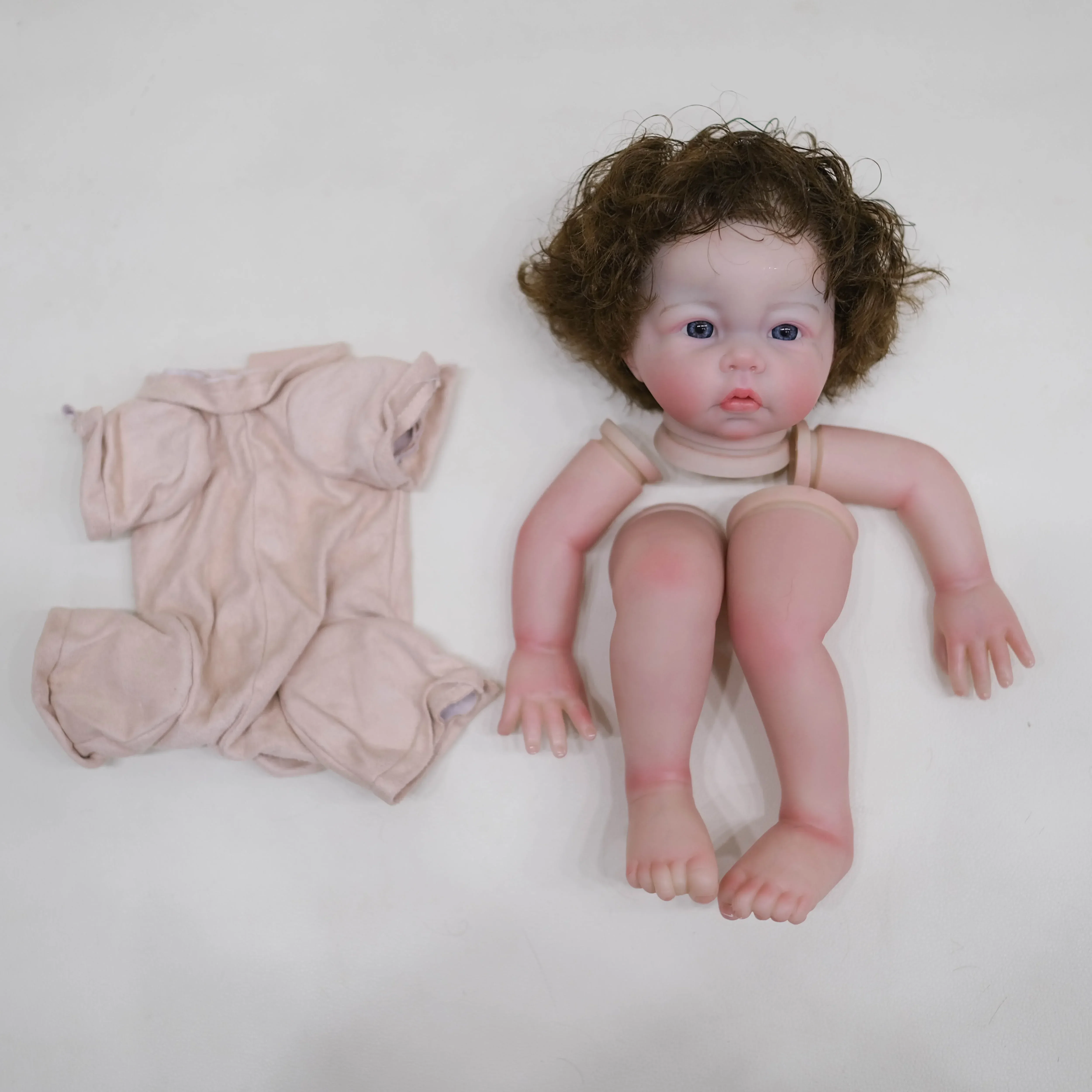 

NPK 19inch Reborn Doll kit luca painted Unfinished Doll parts with Hand Rooted Hair Dark skin Lifelike doll