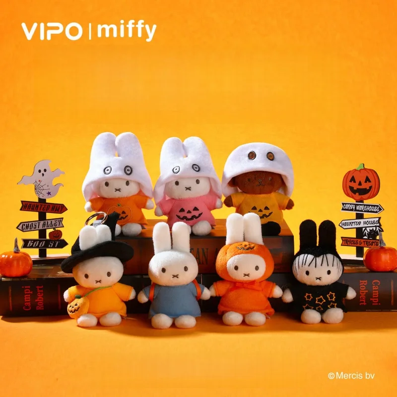 

Genuine Miffy Halloween Plush Keychain Blind Box Cartoon Keyring Cute Rabbit Pendant Plush Toy Bag Charm Kids Gift