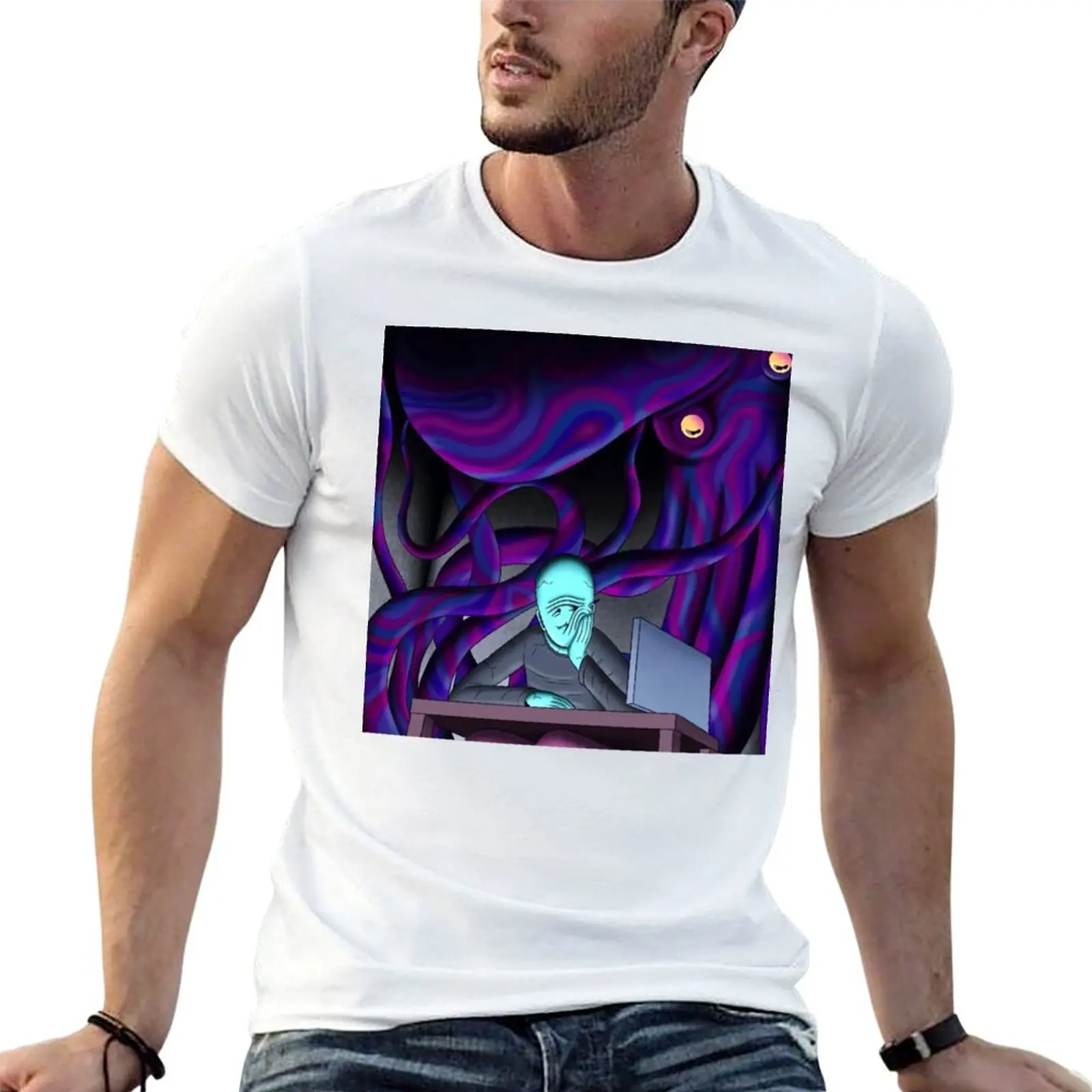 T-shirt Celestial Contemplation pour homme, t-shirts imprimés en coton pour homme, t-shirt en coton 100%