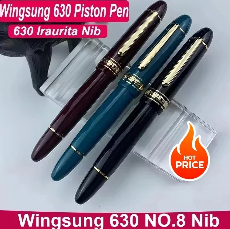 

New Wing Sung 630 Brief Fountain Pen Iraurita Nib 0.5~0.7mm Nib Piston Resin Gold Clip Pen Stationery Business Writing Gifts