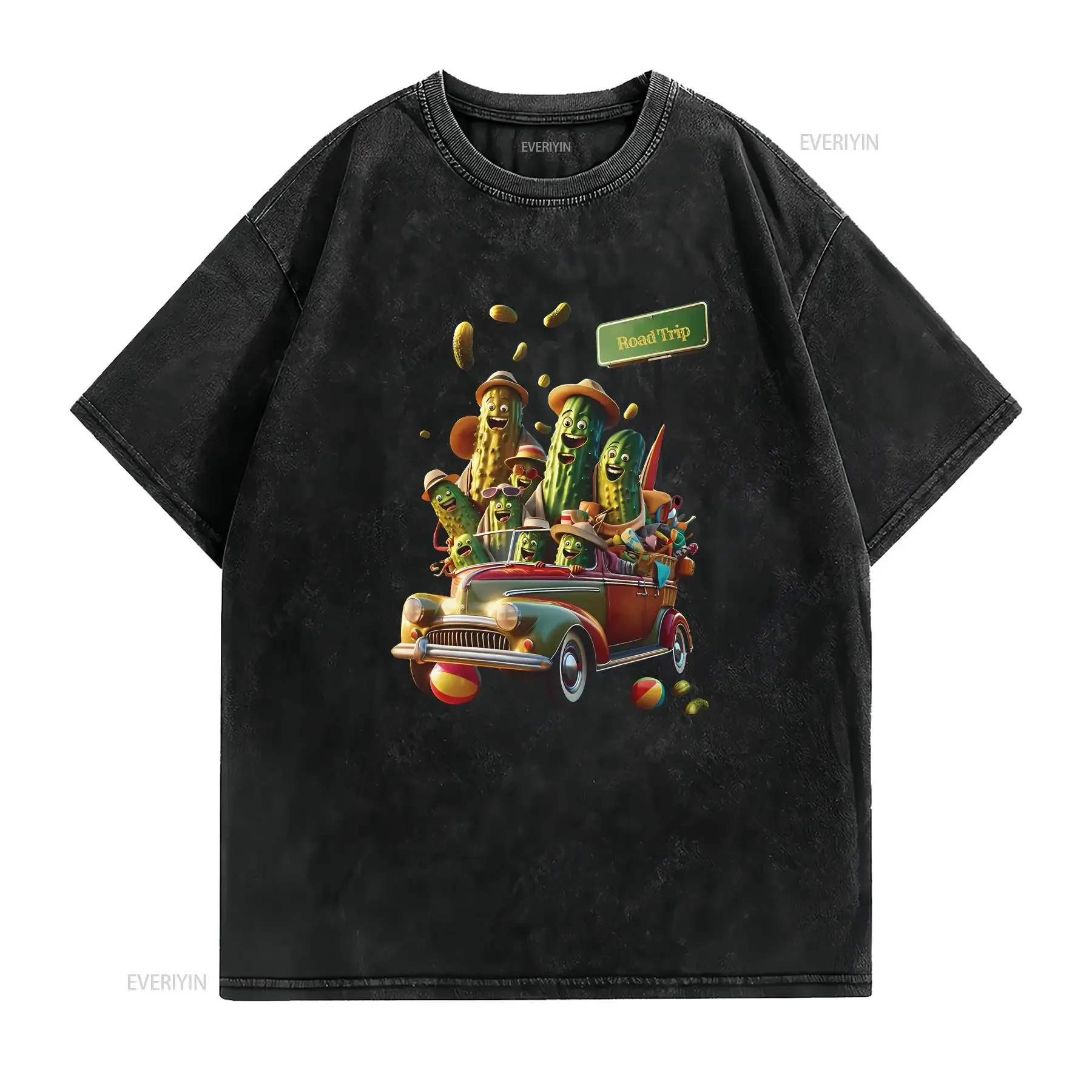 Pickles Road Trip T Shirt Funny Pickle Veggie Lovers Hilarious for Men Her vintage Washed Stylish Casual fashion Slightly Soft