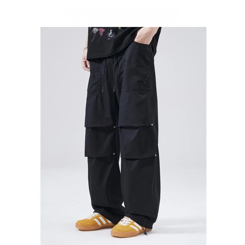 

Брюки GEM DENG2025: Весенне-летние свободные повседневные брюки в американском ретро-стиле, 3D плиссированные брюки-парашюты, прямые длинные брюки